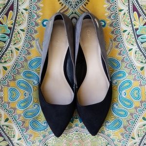 Calvin Klein 2-tone BLACK GREY POINTY FLATS 8.5